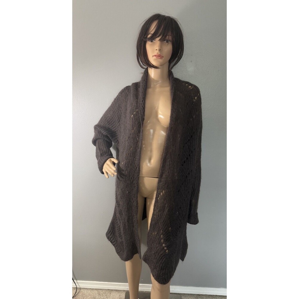 Soft Surroundings Open Knit Cardigan Brown Lagenlook Mohair Blend Sweater 1X